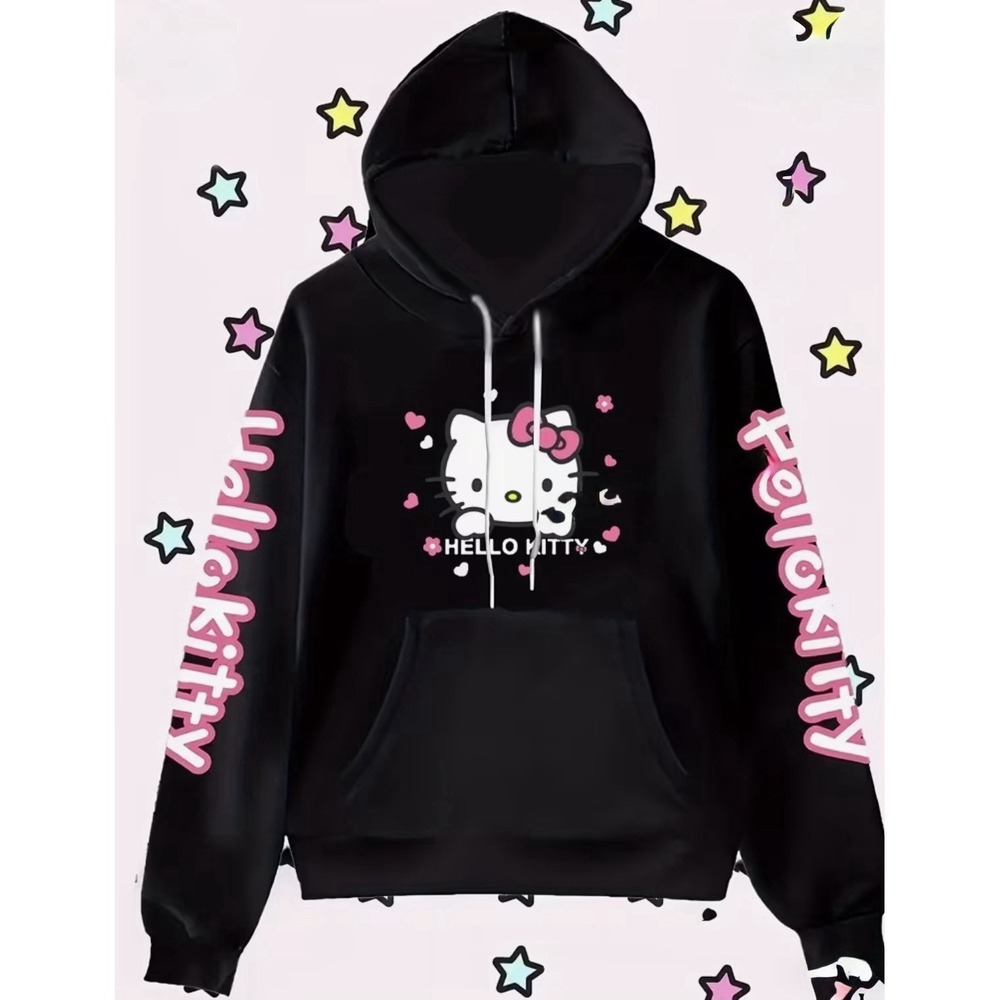 HelloKitty Woman  Fashion Hoodie - Cozy Fleece Pullover with Drawstring Hood New